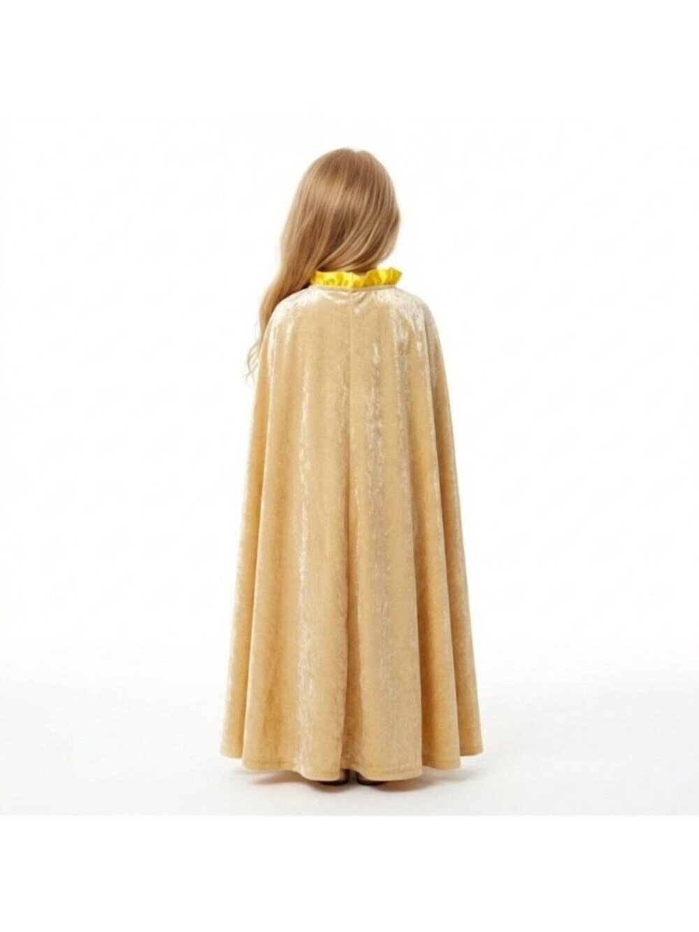 Girls Belle Inspired Gold Velvet Princess Cape Costume (Size 6) - Picture 2 of 2
